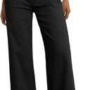 Dokotoo Women's Cargo Baggy Wide Leg High Waist Casual Stretch Pants, Black US 6