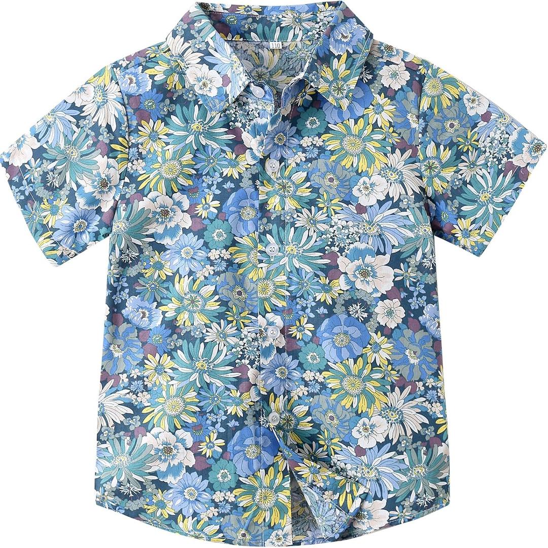 Toddler Boy Hawaiian Button Down Shirts 3T 4T 5T Kids Floral Short Sleeve Summer Beach Clothes