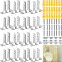 Blulu 16 Pack Urinal Screen Polished Chrome 2-Ear Urinal Screen Brackets for 1 in. Panels with Fasteners Restroom Partition Hardware for New installations or Repairs (1 Inch,Polished Chrome)