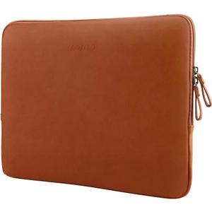 MOSISO Laptop Sleeve Bag 13.3 inch Compatible with MacBook Air/Pro, 13-13.3 inch Notebook, Compatible with MacBook Pro 14 2026-2021 M5 M4 M3 M2 M1, PU Leather Padded Bag Waterproof Case, Brown