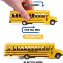 2 Pack Pull Back Bright Yellow School Bus Toys, 5.5" Die-cast Metal Friction Powered Toy Vehicles for Kids Boys Girls