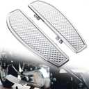 Anti-Slip Chrome-Plated Extended Rider Floorboards Foot Board Fit for Harley Touring Road King Street Electra Glide Ultra 1986-2023 Softail 1986-2017 (Silver)