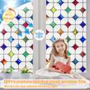 Stained Glass Window Film - Non-Adhesive Colorful Privacy Film, Frosted Mosaic, 35.4 X 157.4 in - Reusable & Renter Friendly for Bedroom/Bathroom Room Decor