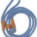 Soft Paracord Rope Slip Lead Dog Leash for Large Dogs, Easy to Use Dog Lead Collar Combo (6ft*12mm, Airy Blue)