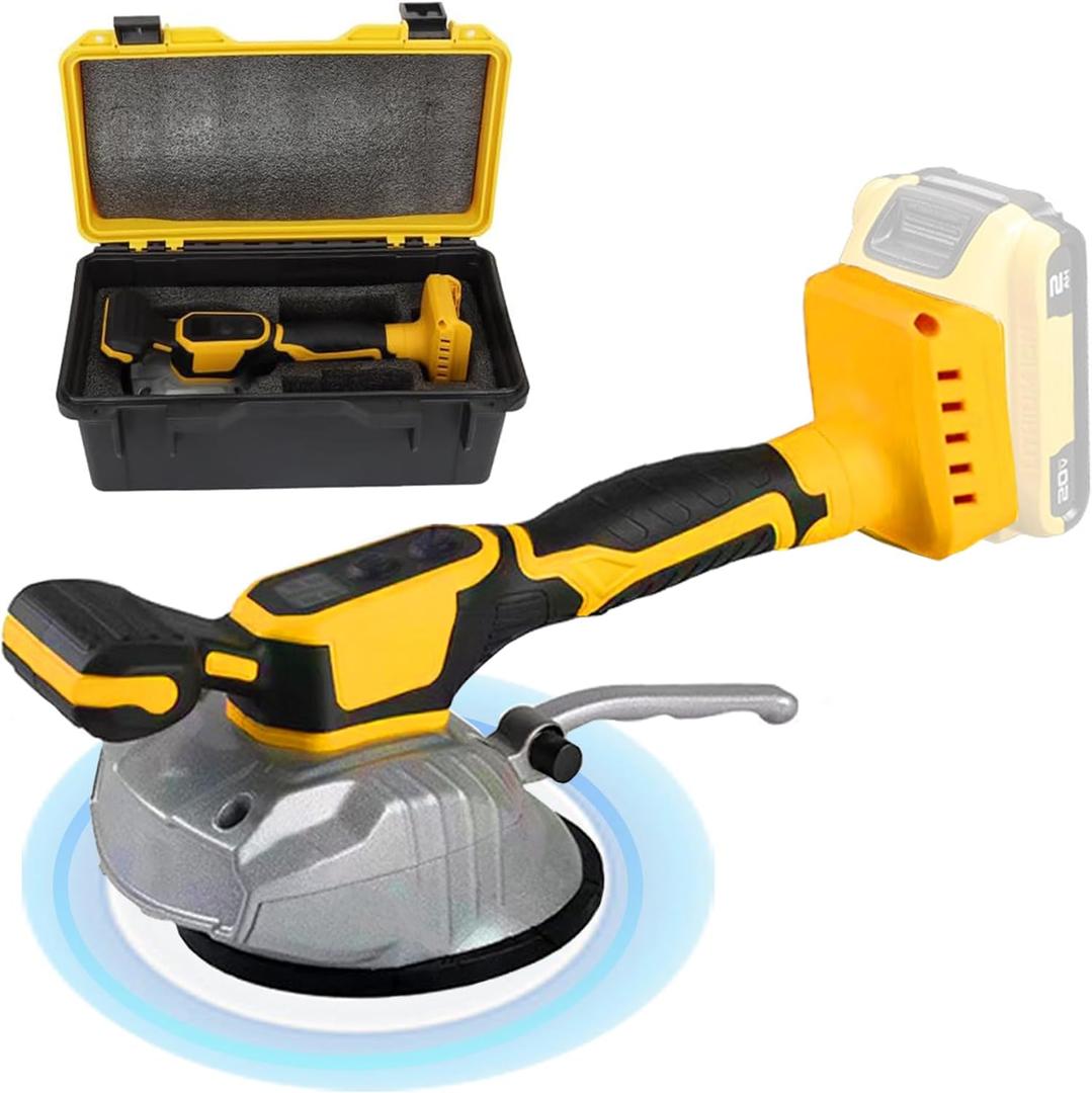 Tile Vibration Tool for Dewalt 20V Battery, Handheld Tile Tools Max 25000r/Min, 150W Tile Suction Cup Tool with 8 Speed, Suction Cup, Digital Display for Floor Tile Wall (For Dewalt)