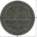 Vintage Washable Round Rugs 8ft, Ultra Soft Large Circle Area Rugs for Living Room, Dining Room Under Table Non Slip, Bedroom Under Bed, Dark Green Oriental Floral Round Floor Carpet Dcor