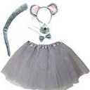 Kirei Sui Kids Girls Child Gray White Mouse Ears Headband & Tutu Costume