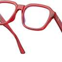 VISOONE Oversized Square Blue Light Blocking Glasses Fashion Computer Eyewear for Women and Men BENNETT (Burgundy Red)