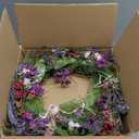 22 Inch Spring Summer Flower Wreaths for Front Door, Artificial Colorful Floral Door Wreaths with Lavender Daisies Green Leaves Farmhouse for Inside Outside Home Window Weeding Decor