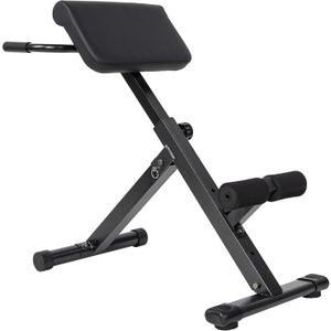 Adjustable Roman Chair AB Back Hyperextension Bench with Handle, 300-Pound Capacity Black