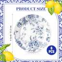 Honeydak 6 Pcs 6 Inch Blue Floral Flower Ceramic Plates Blue and White Porcelain Salad Serving Plate Vintage Dinner Appetizer Dessert Dishes Tableware for Wedding Birthday Tea Party Table Supplies