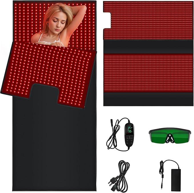 Red Light Therapy Full Body Device, Infrared Light Therapy Large Mat Sleeping Bag for Full Body Wrap, High Power 660nm&850nm 2520 LEDs Whole Body Therapy Blanket for Body Pain Relief, Energy Recovery 