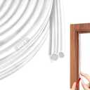 Door Seal Strip for Door Frame, Rubber Weather Stripping Door Seal, Self-Adhesive Extra Thick Insulation Strip, Soundproofing, Dustproof, Large Gap Filler (White, 20 Ft)