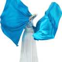 Wuchieal 51'' * 45'' rectangle Worship Flags, silk like Prophetic Worship Banner Praise Flags with Scalable Rods 1 pairs (Light blue)