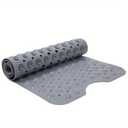  Bathtub Mat for Shower: Soft Silicone Bath Mat Non Slip with Suction Cups Tub Mat for Bathroom for Family Use Extra Large Shower matt Machine Washable - Grey, Size: 40" x 16" (Rectangular)