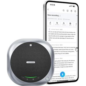 Bluetooth Conference Speakerphone M6 Conference Microphone with AI Noise Reduction AI Transcription Full-Duplex 360 Omnidirectional Voice Pickup USB Speaker for Teams Zoom Home Office, Black