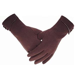 Tomily Womens Touch Screen Phone Fleece Windproof Gloves Winter Warm Wear (Brown)