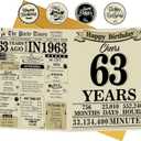 63rd Birthday Card, 63rd Birthday Party Decorations for Women & Men, Birthday Greeting Card for 63 Year Old Mother, Dad, Back in 1963