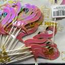 24Pcs Flamingo Theme Cupcake Toppers Pink Flamingo Picks, for Tropical Luau 2nd Birthday Two Wild Baby Shower Party Supplies
