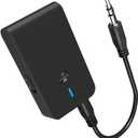 Bluetooth 5.3 Transmitter Receiver for TV and Wireless Headphones, 2-in-1 Bluetooth Adapter, Wireless Transmitter for TV, PC, MP3, Gym, Airplane Use with Any 3.5 mm Audio Jack 'Black'