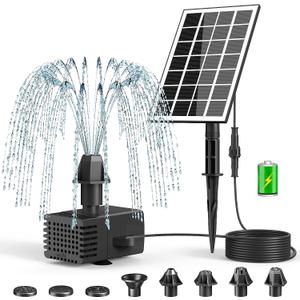 SZMP Solar Fountain Pump Work on Cloudy Day,16.4ft Power Cord Solar Water Fountain Battery for Bird Bath Garden Outdoor