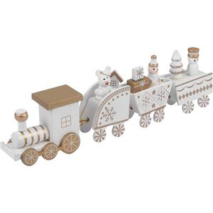NUOBESTY 4pcs/Set Wooden Train Toy Christmas Train Toy Creative Birthday Present Decorative Tabletop Ornament for Cafe Bar Home(White)