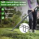 Garden Rake for Leaves, 60 Inch Heavy Duty Rakes for Lawns Yard Mulch Gathering, Metal Thatch with Adjustable Handle, Wide Bow Rake Head for Grass Deribs