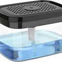 MR.SIGA Dish Soap Dispenser for Kitchen,2 in 1 Premium Sponge Holder, Dishwashing Soap Pump Dispenser for Countertop, Black