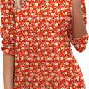 Zeagoo Long Sleeve Shirts for Women Fall V Neck Tops Casual Dressy Blouse Boho Tunic Business Work Clothes School Outfit (Red, XXXL)