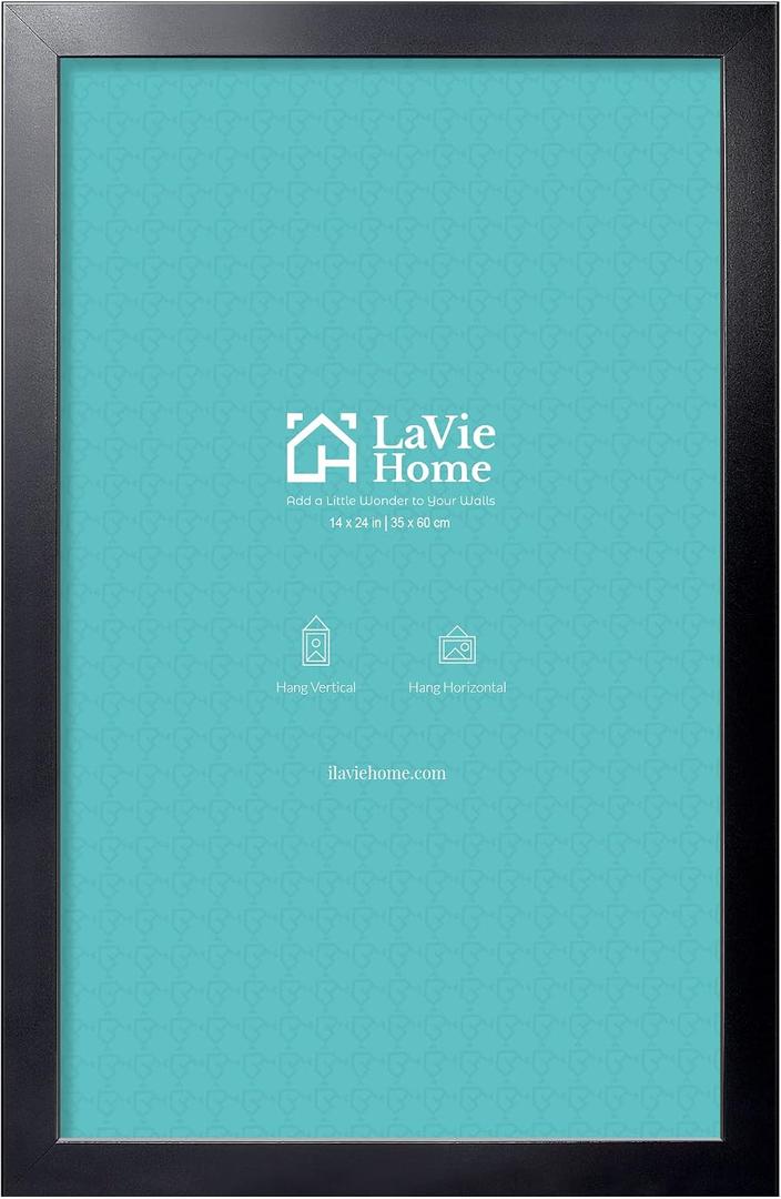 LaVie Home 14 x 24 Picture Frame, 24x14 Poster Frame with High Definition Plexiglass, Horizontal or Vertical Wall Gallery Poster Frames Suitable for Photos, Artworks, Posters,Puzzle, Black 1pc