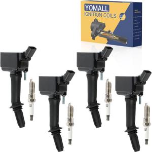 4PCS UF802 Ignition Coils + 4PCS 91970 Iridium Spark Plugs Ignition Coils Pack Fits for 2018-2020 Equinox, 2016-2019 Cruze, 2016-2020 Malibu, Coil Pack Set Aftermarket Parts