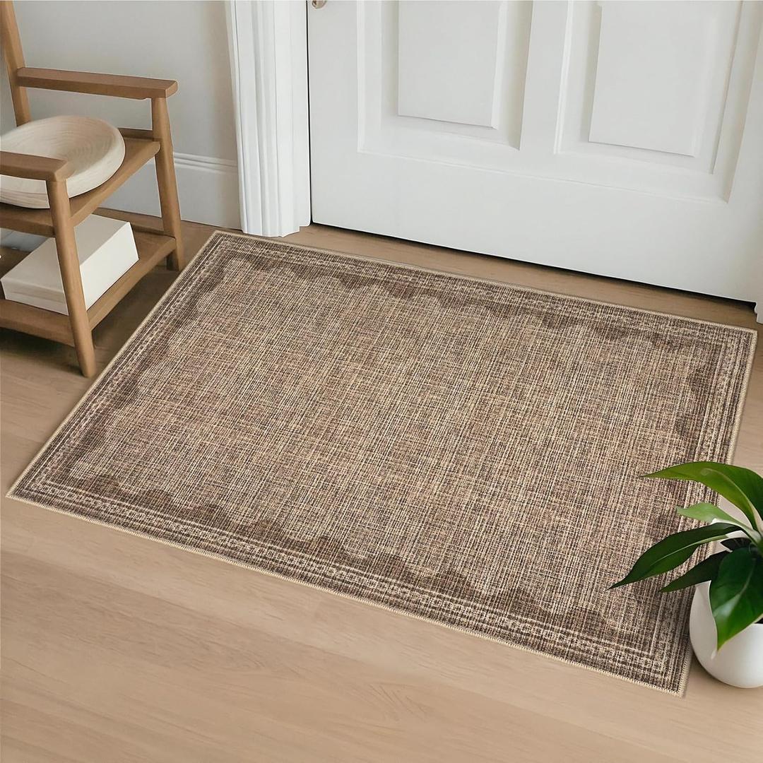 CAREMEE Scalloped Rug 2x3 Rugs for Entryway, Solid Coffee Rug Small Area Rug Non Slip Scalloped Bath Mat, Washable Rugs Door Mat Indoor Entrance,Soft Girls Nursery Dorm Carpet for Bedroom Kitchen