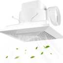 8 Inch Bathroom Exhaust Fan, Square 110 CFM 1.0 Sones Ultra Quiet Bathroom Vent Fan with DC Motor Full ABS Cover for 8.07" Ceiling Opening Mount Bath & Laundry, 110V-220V