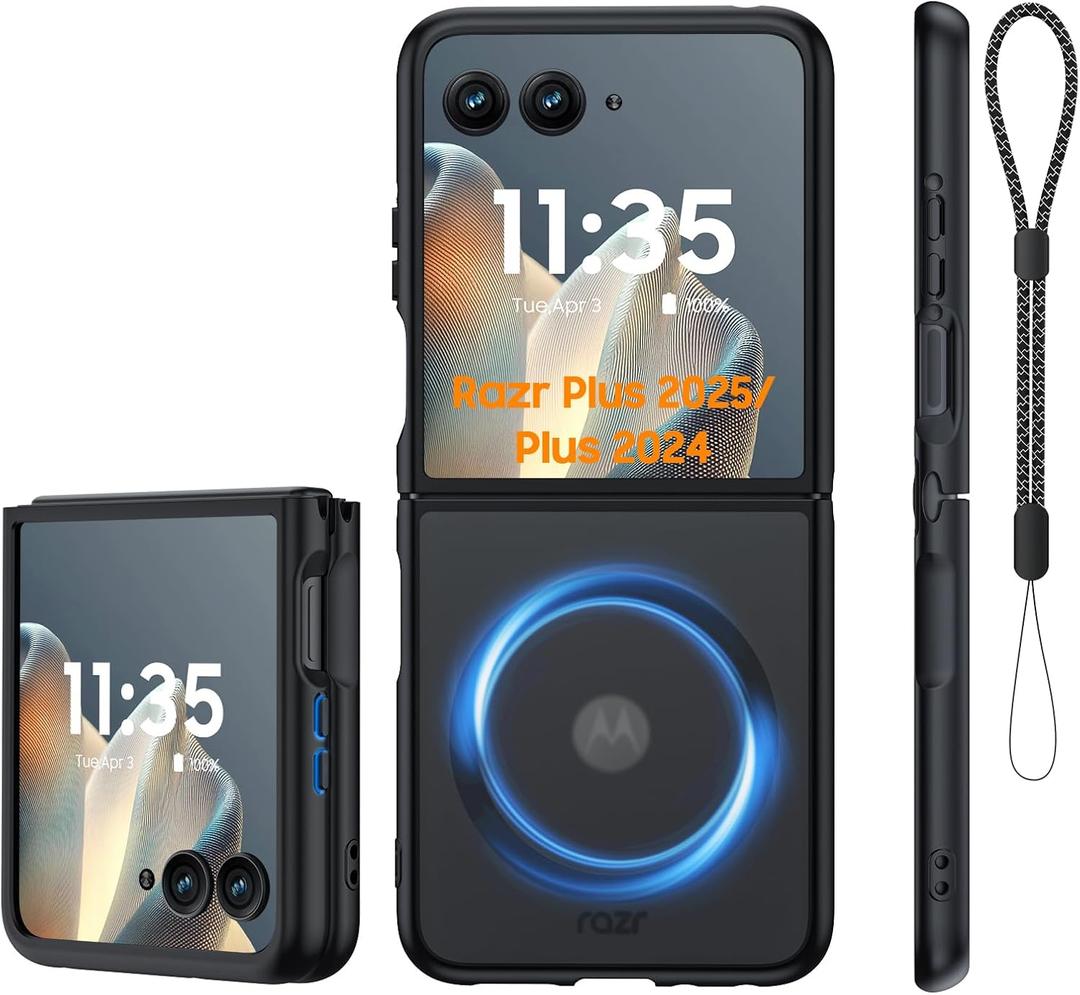Spugan for Motorola Razr + Plus 2025 Case/Plus 2024 Case with MagSafe, [No Screen Protection] Slim Matte Translucent Shockproof Phone Case for Moto Razr + 2025/ Moto Razr + 2024 (Black)
