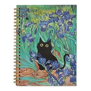HESQFBH Cute Black Cat Floral Journal Notebook, Journaling Notebooks for Women Girls School Office Supplies, Cat Lovers Gifts, Hardcover Journal Lined Notebook Spiral, 5.5x8.3