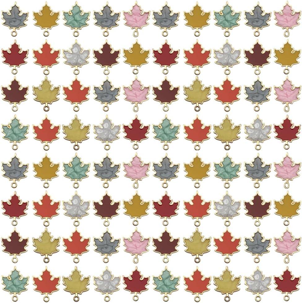 Sailanzi 36pcs Alloy enamel maple leaf set series Pendant Jewelry Making DIY Keychain Earrings Pendant Various Design Charms for Jewelry Making Bracelets Necklace (SN277)