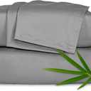 Pure Bamboo Split King Sheets, Genuine 100% Organic Viscose Derived from Bamboo Bed Sheet Set, Soft & Cooling, Double Stitching, 2 Fitted Sheets (Split King, Stone Grey)
