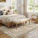 jinchan 6x9 Vintage Floral Washable Large Living Room Area Rug, Sage Green