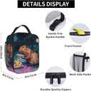 Galaxy Pizza Capybara Lunch Bag for Mens Womens Insulated Reusable Lunch Box with Adjustable Shoulder Strap