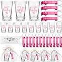Pickmesh 96 Pcs Baby Shower Party Favors for 24 Guest, Boy or Girl Shot Glasses Gifts, Bottle Openers, Thank You Tags, Organza Bags Baby Shower Prizes for Guest Return Gifts Gender Reveal Party(Pink)