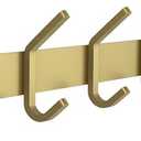 SAYONEYES Brushed Gold Wall Mounted Coat Rack – 15 Inch Stainless Steel Rail with 5 Double Coat Hooks for Entryway, Bathroom, Bedroom, Kitchen – Modern Gold Hook Rack for Coats, Hats, Towels(Bent)