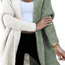 Astylish Women 2025 Open Front Long Sleeve Hooded Knit Cardigan Sweaters Color Block Outwear Coats (X-Large, Green)