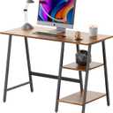SHW 43-Inch Home Office Trestle Computer Desk with Open Storage Shelves, Walnut, 43D x 20W x 30H Inch