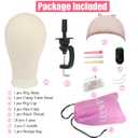 Leeven 21"-24" Canvas Wig Head Poly Manikin Head for Making Wigs Professional Mannequin Head with 20 Pcs T Pins and Clamp Stand 23 Inch