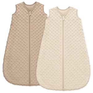 Fleece Baby Sleep Sack 6-12 Months with Plush Dots 1.5 Tog Baby Wearable Blanket with 2-Way Zipper Warm Sleeping Sack for Toddler Infant Newborn - Medium, Coffee