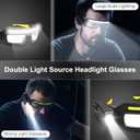 LED Rechargeable Headlight Glasses with Motion Sensor & Touch Control, Safety Glasses with Lights 5 Modes USB C Light Up Glasses for Outdoor Running Camping Hiking Work (Yellow)