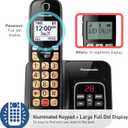 Panasonic Cordless Phone with Answering Machine, Advanced Call Block, Bilingual Caller ID and High-Contrast Display, Expandable System with 3 Handset Cordless Telephones - KX-TGD833M (Metallic Black)