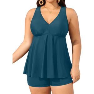 Aqua Eve Plus Size Swimsuits with Shorts Two Piece Tankini for Women Flowy Bathing Suits Athletic Swimwear, Size: 26W