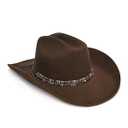 YOUBADU Faux Suede Felt Western Cowboy Hat for Women or Men, Wide Brim, Rivet Strap (US, Alpha, One Size, Medium, Crown Brown Eye)
