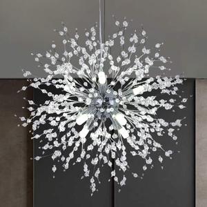 Modern Firework Chandelier, 8-Light Dandelion Sputnik Chandelier Light Fixture Crystal Chrome Pendant Lighting Ceiling Light Fixtures for Dining Room, Living Room, Bedroom, Kitchen